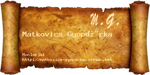 Matkovics Gyopárka névjegykártya